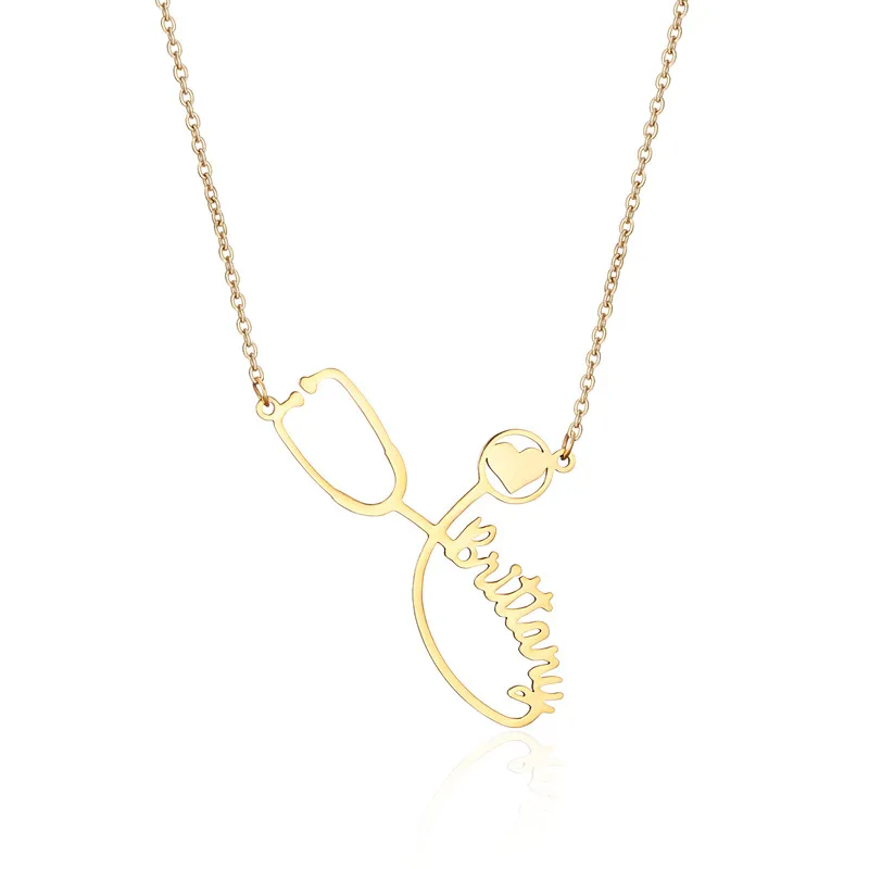 Custom Stethoscope Name Necklace Women Personalized Customized Name