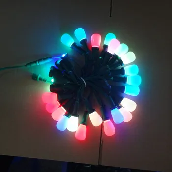 

50nodes addressable RGB S14 DC12V WS2811 LED Christmas pixel string light;6inches(15cm) wire spacing;all GREEN wire;IP68