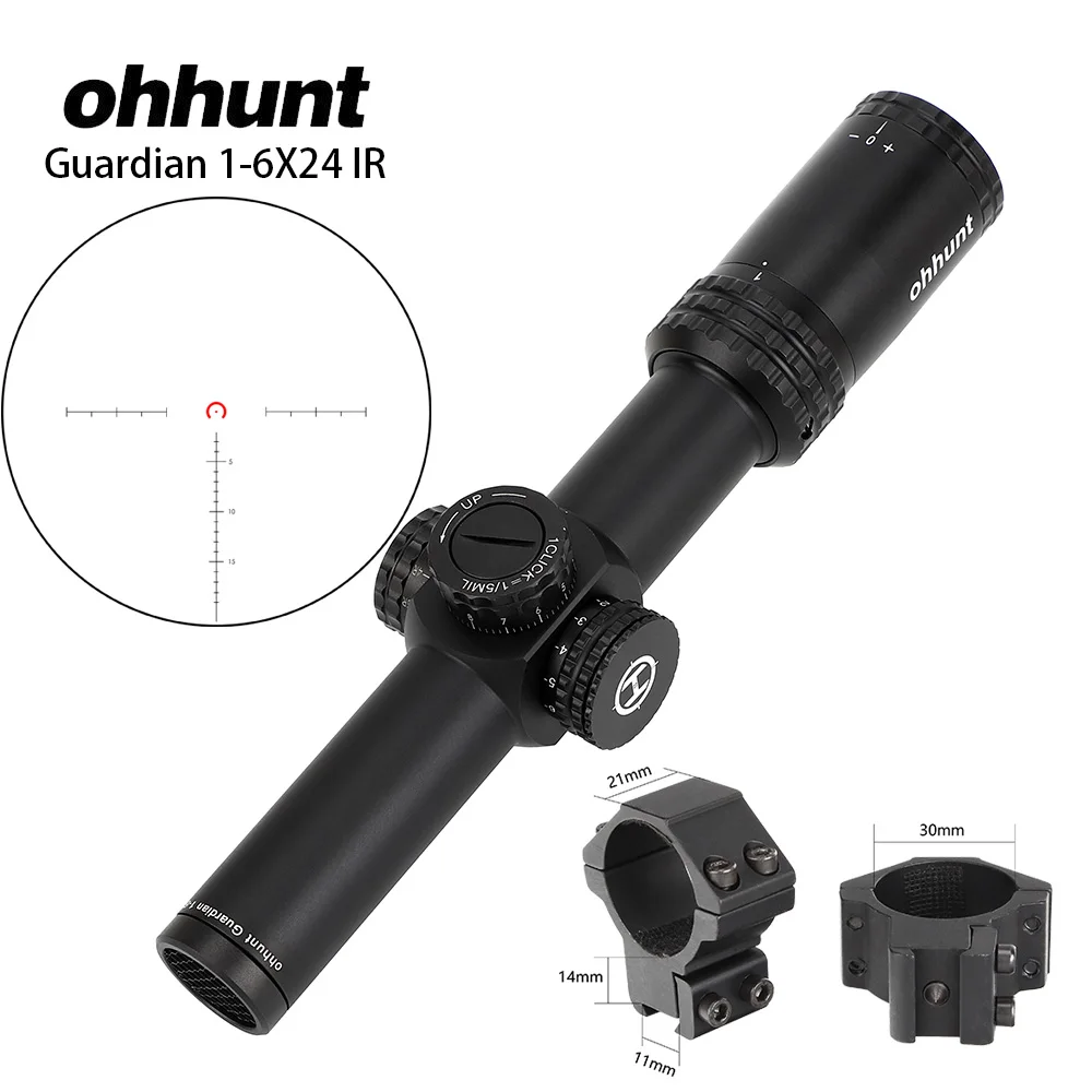 Ohhunt Guardian 1-6x24 IR охотничий оптический компактный прицел с выгравированным стеклом с красной подсветкой - Цвет: 30mm-Dovetail-SDZ