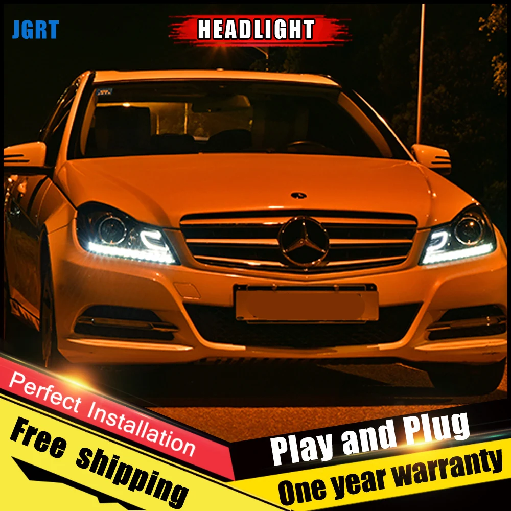 2 шт. автомобиль Стиль светодиодный фары для Benz W204 2011 2014 налобный фонарь объектив