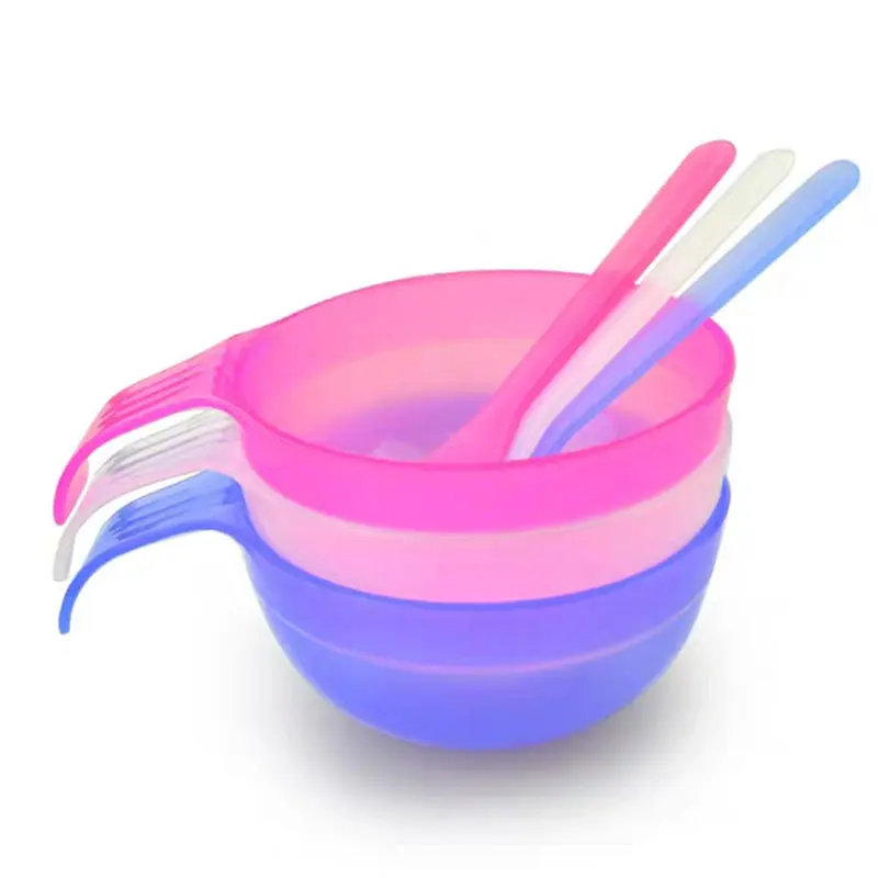 

Thicken Mask bowl with handle DIY Plastic Film Bowl with Mask Spoon Stick Set Random Color Face Mask Bowl Homemade Makeup Beauty