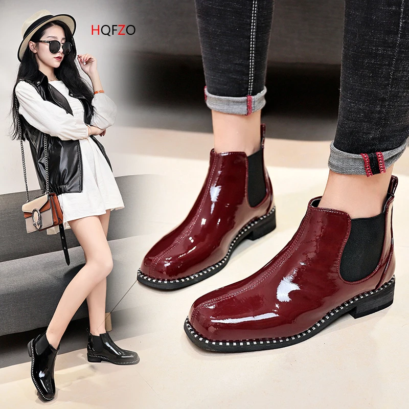 melhor HQFZO inverno botas de design da marca tornozelo botas de borracha para as mulheres chuva botas sapatos de elástico mulher sólida Botas Mujer botki