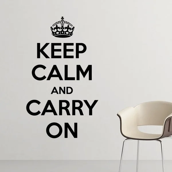 

Quote Keep Calm And Carry On Black British Royal Crown War Peace Poster Illustration Pattern Removable Wall Sticker A