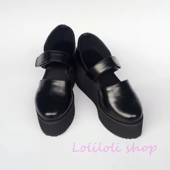 

Princess sweet lolita shoes loliloli yoyo Japanese design custom large size muted black round-toe platform shoes an1473