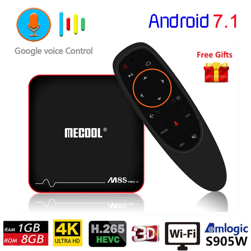 

MECOOL M8S PRO W TV BOX Android 7.1 Amlogic S905W Voice Control 4K Streaming 1GB 8GB Media Player 4K WIFI Network Smart TV BOX