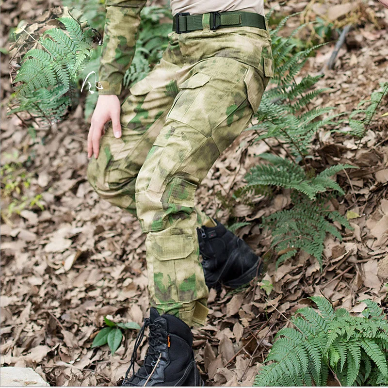 Костюм лягушки, тактические военные штаны, рабочие армейские тренировочные уличные охотничьи боевые мужские свободные повседневные камуфляжные брюки SWAT с несколькими карманами - Цвет: Without kneepads