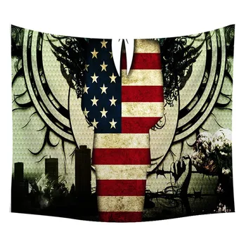 

Independence Day Print Family Tapestry Light String Combination Wall Decoration USA
