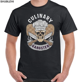 

Culinary Gangster Mens Funny Chef T-Shirt Cook BBQ Masterchef Baker Skull Hat sbz4260