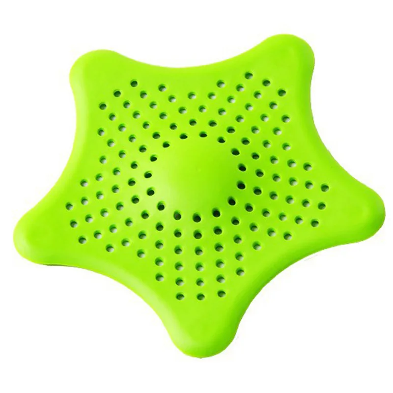 Five-pointed Star Filter Drain hair Catcher Cover shower filter Kitchen Bath Sewer Sink Waste Strainer Filter 5 Color Optional - Цвет: green