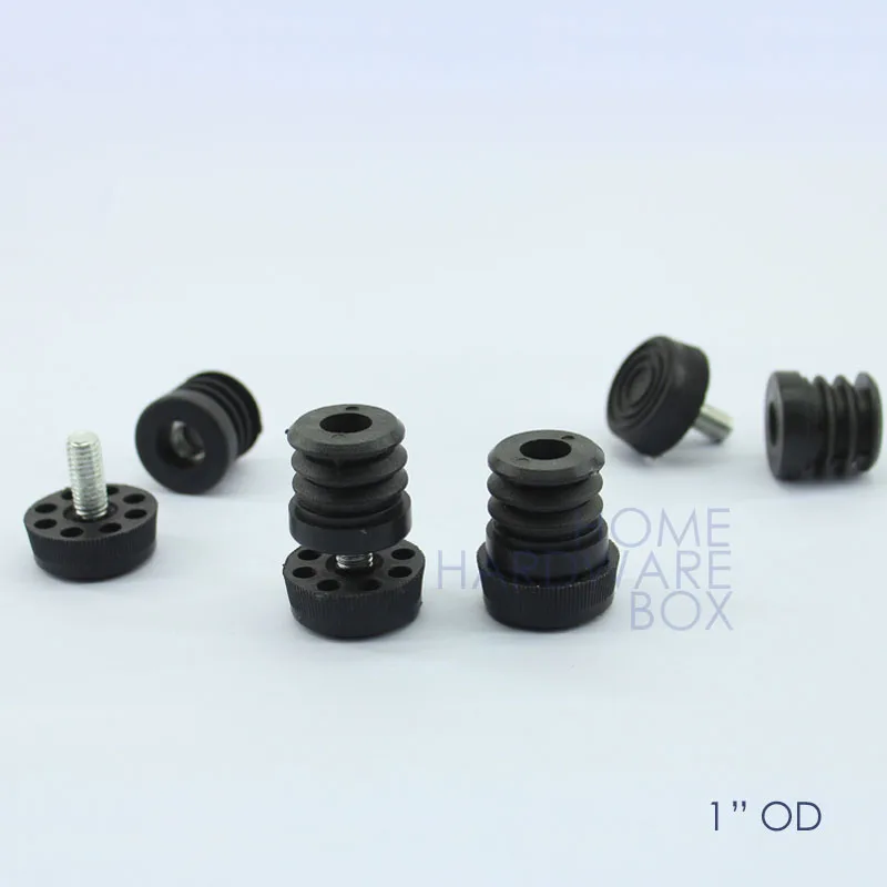 

25mm round pipe adjuster leg stand plastic insert tube steel rack leveling threaded set of 4