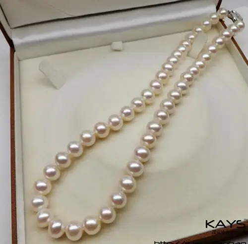

Free Shipping >>>>> amazing natural 10-11mm Australian south sea white pearl necklace 18inch