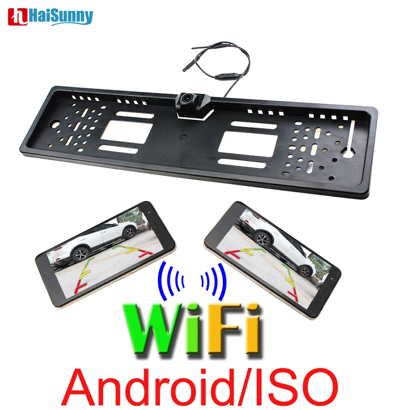 Wifi Backup Reverse Night Vision Camera Wifi Rear View Camera With Car European Russia License Plate Frame For Android iPhone