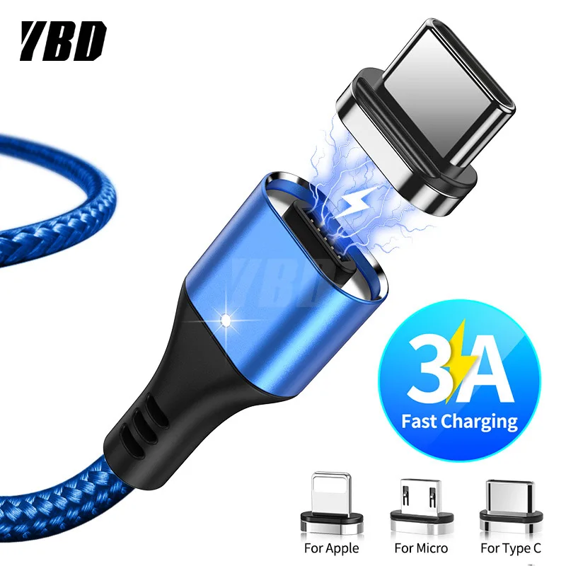 YBD магнитное зарядное устройство Micro USB кабель для samsung iPhone/USB кабель usb type c зарядка магнитная/зарядное устройство провод для huawei Xiaomi