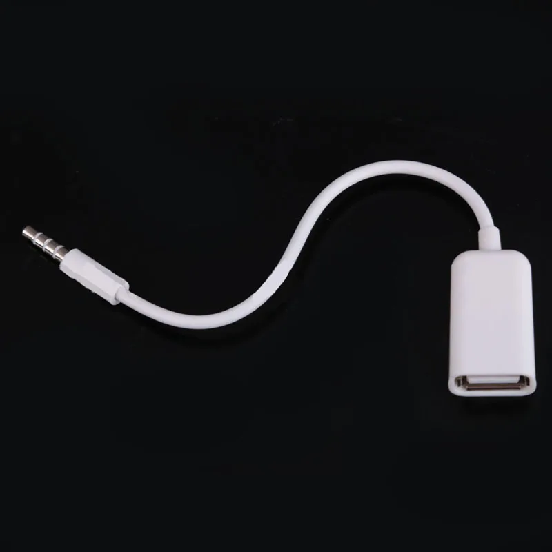 12v Car 3.5mm Male AUX Audio Plug to USB 2.0 Female Converter Adapter Cable New