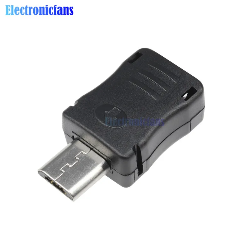 

10Pcs/Lot 5 Pin T Port Male Micro USB Plug Socket Connector With Plastic Cover for DIY