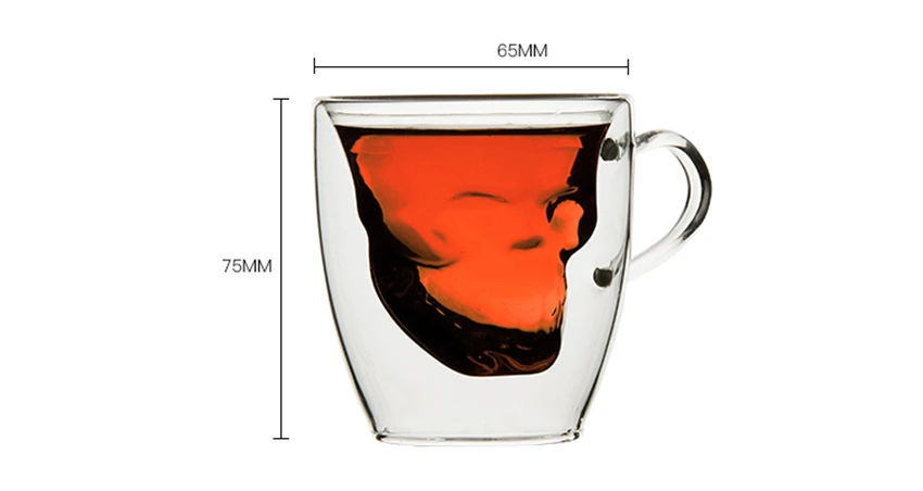 60 мл прозрачная двойная стеклянная чашка кофейная чайная кружка с черепом Изолированные Кружки эспрессо чашки пивная кофейная чашка набор подарок для бариста