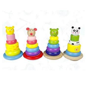 

Chanycore Baby Learning Educational Wooden Toys Rainbow Tower Tumbler Animal Geometric Shape Blocks Column Sorting Matching 4189