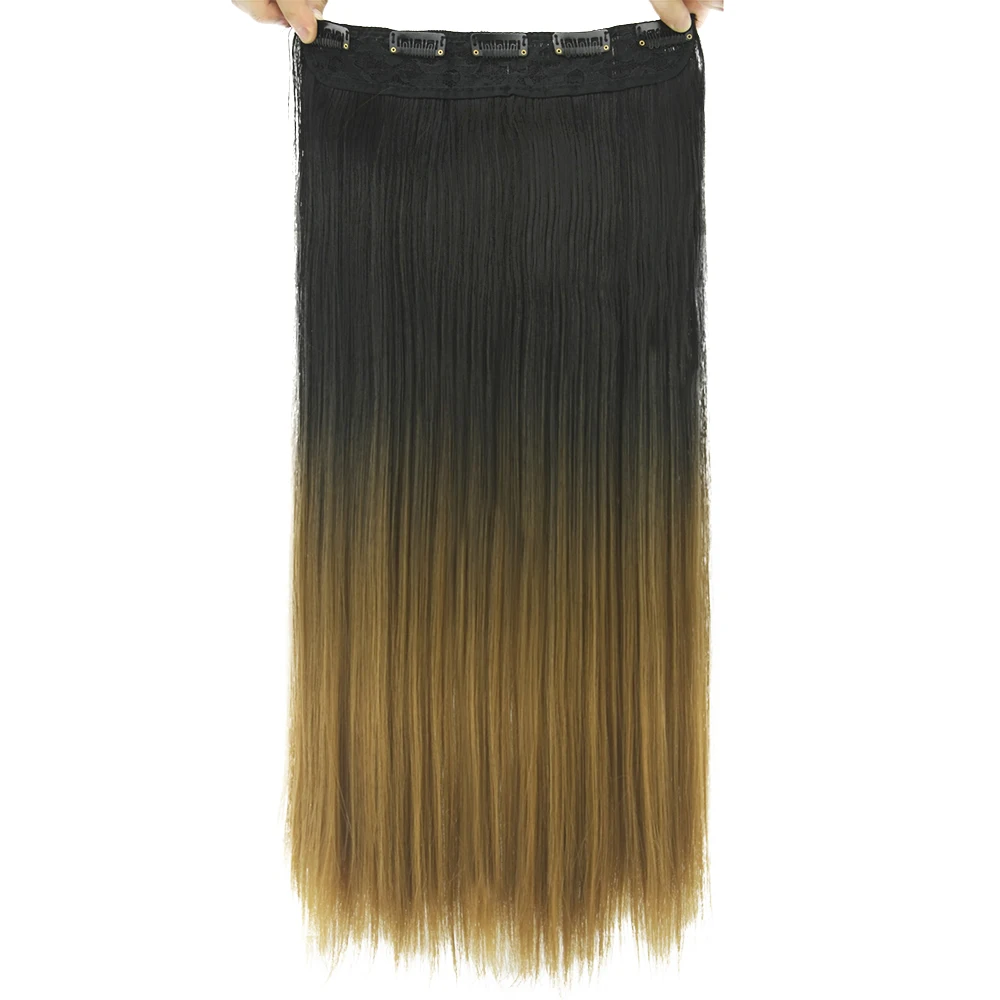 

Soowee 60cm Synthetic Hair Straight Black To Ombre Hair 5 Clip In Hair Extensions Hairpiece False Hair on Hairpins for Women