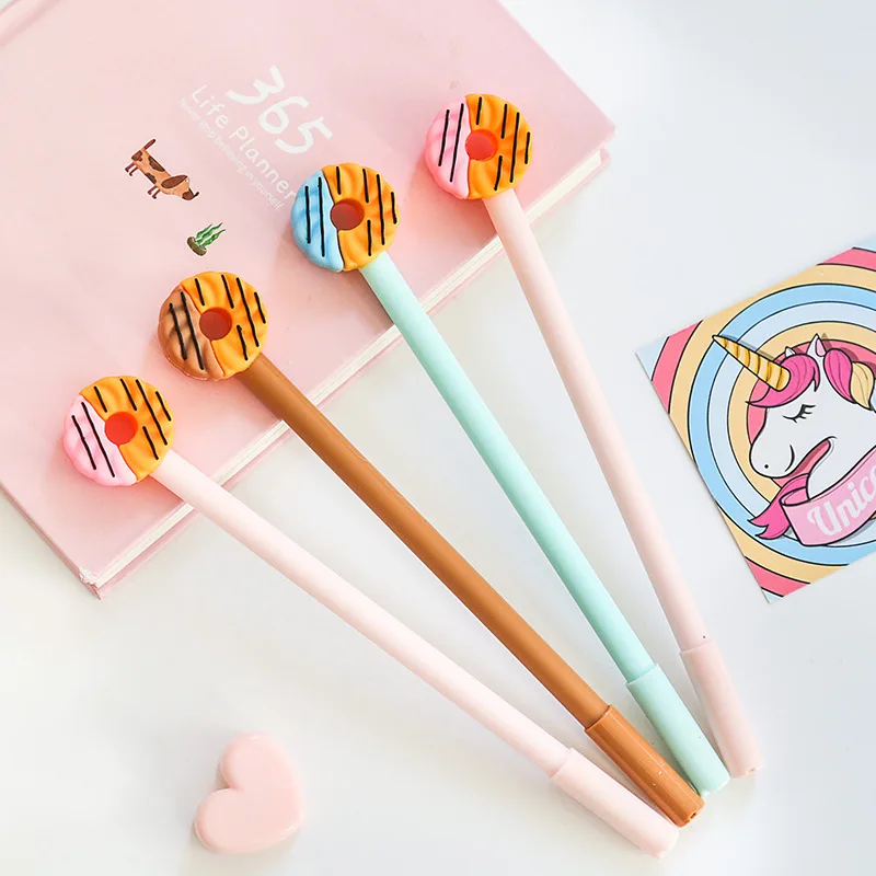 

4 pcs Donuts cookie gel pen for writing 0.5mm ballpoint Black color pens Gift 2019 new Stationery Office School supplies A6203