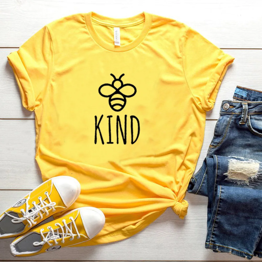 

Be Kind Letter Print Women T Shirt Cotton Harajuku Save The Bees Graphic Tops 90s Grunge Plant These Funny T-shirt Women Drop