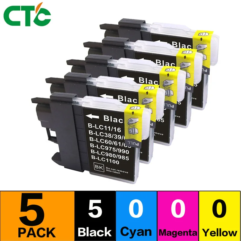 

5black LC39 Compatible Ink Cartridge for LC985 LC980 For Brother DCP J125 J315W J140W J515W MFC J220 J265W J410 J415W print