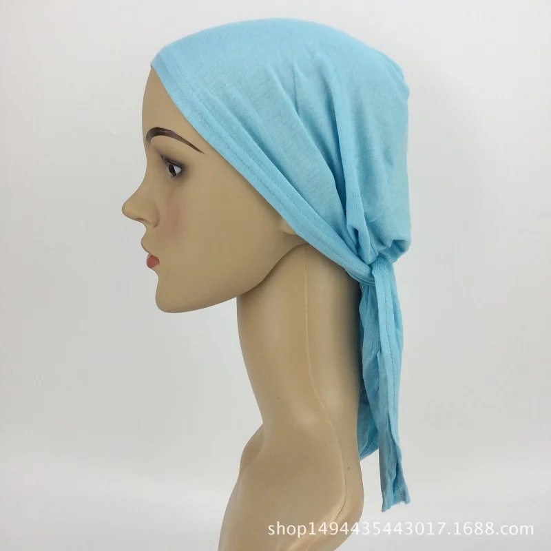 10 шт. под кепкой хиджаб шарфы мусульманский капот с завязками сзади шляпа для женщин хлопок Джерси внутренние шапочки под хиджаб простой цвет исламский капот