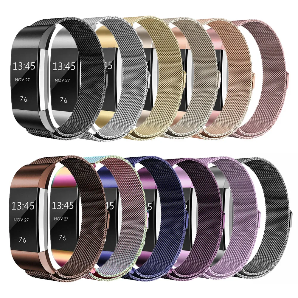 

Metal Stainless Strap For Fitbit Charge 2 Band Milanese Loop Magnetic Fitbit charge 2 Strap Smart bracelet For Women Men