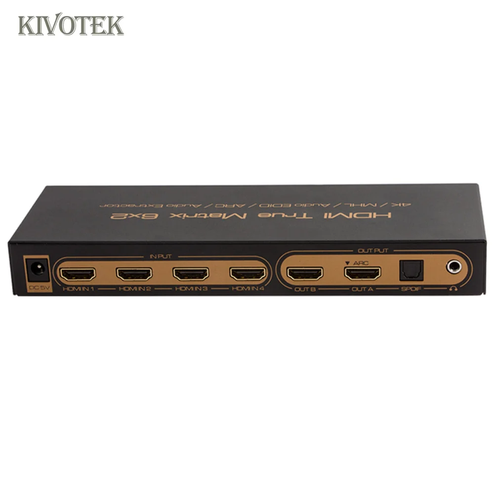 

6x2 HDMI Matrix Switcher 4K HDMI 6 to 2 Matrix Switch Adapter Audio EDID/ARC/Audio Extractor,PIP For HDTV CCTV DVD Free Shipping