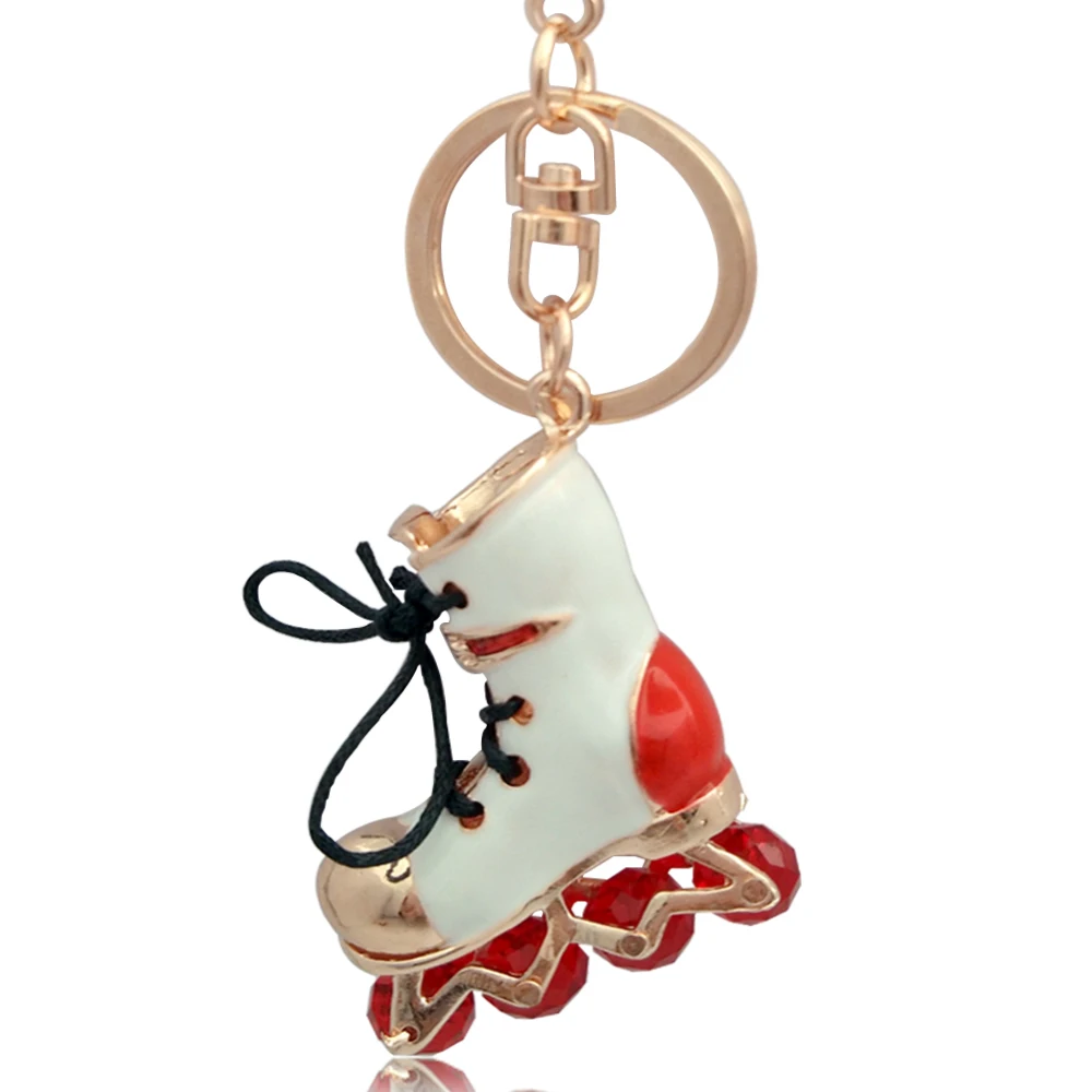 

5*4cm New 3D Roller Skates Keychain Roller Shoes Key Chains Key Holder Cover Women Handbag Charm Pendant Car Keyring Jewelry