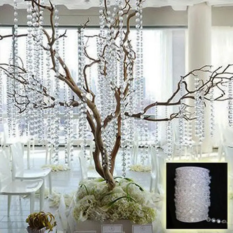 

10m 33FT Garland Diamond Acrylic Crystal Bead Curtain Wedding DIY Party Decor Home Living Room Bedroom Decoration