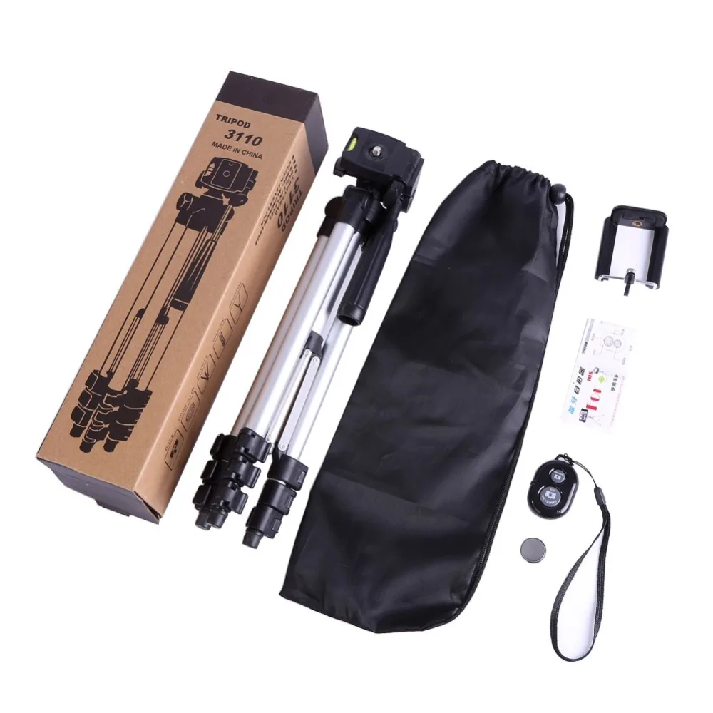

50inch Aluminum Camera Phone Tripod + Universal Tripod Smartphone Mount Clip for iphone Xiaomi + Remote Control + Carrying Bag