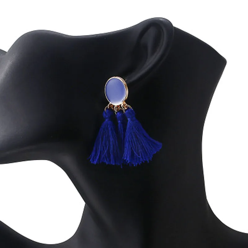 

2019 new bohemian long section exaggerated atmospheric temperament drip fan-shaped fringed woman earrings