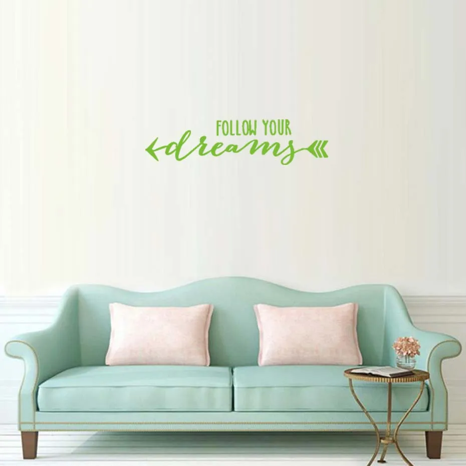 Follow Your Dream Wall Stickers Modern Quotes Wall Decals Colorful Decals Can Be Choosed For Living Nursery Kids RomeHome Decora (1)