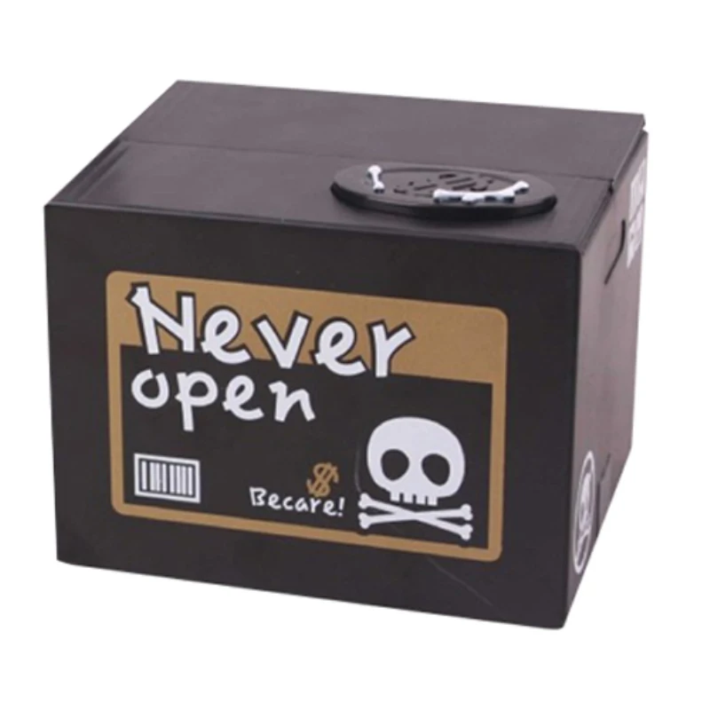 Creepy Animated Skeleton Bank roba tu dinero esqueleto hucha Halloween decoración del hogar nunca abrir la caja del dinero del cráneo moneda Bnak