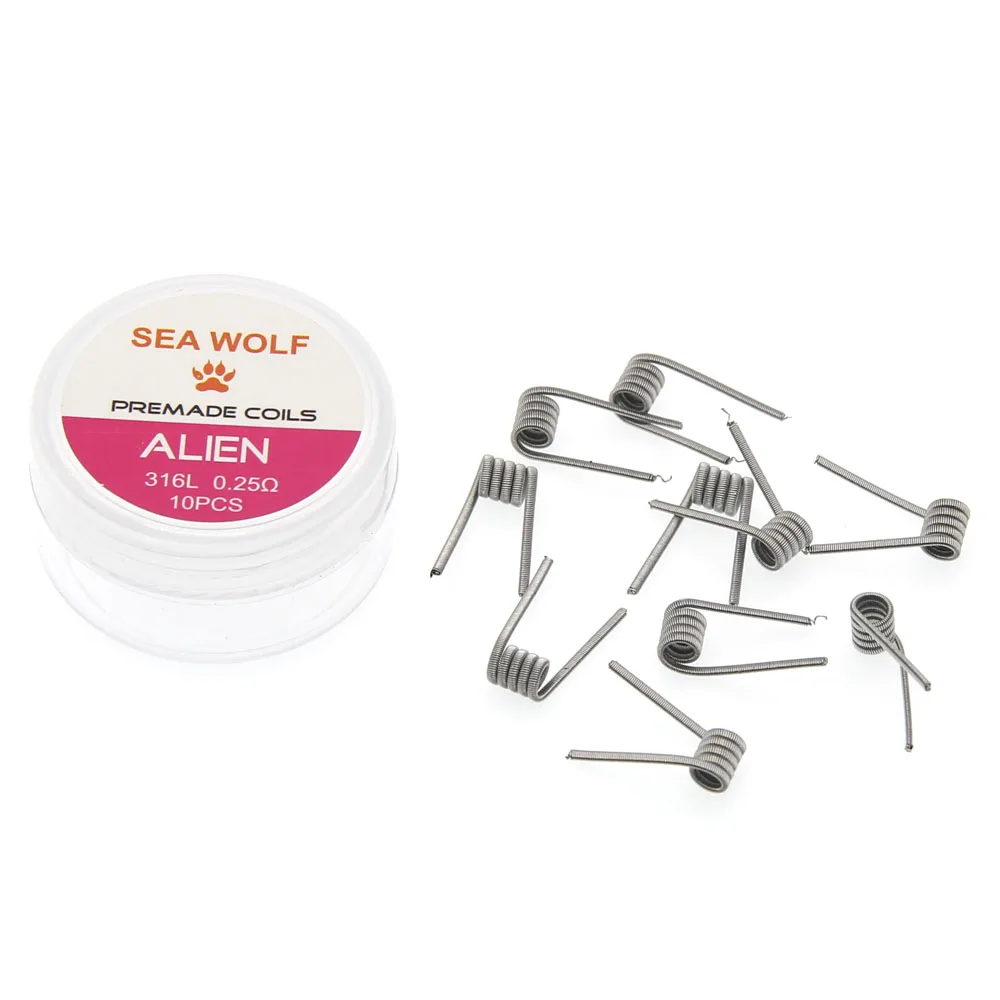 10 шт. готовая катушка SEA WOLF SS316L Alien/Fused Clapton / для RDA RTA атомайзера самодельная