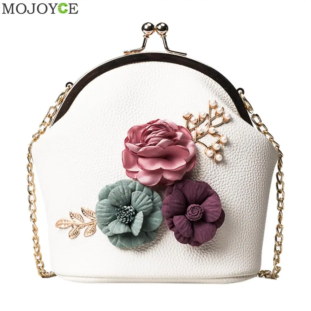 

2017 Handbag Lotion Bag Vintage Chain Mini Cross-Body Bag PU Mouth Gold Package Totes Floral Print Chain Evening Bag Floral BAG