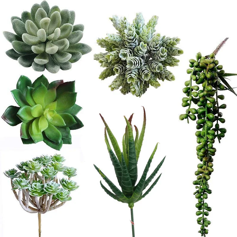 

6Pcs Artificial Succulent Plants Lotus Landscape Decorative Flower Mini Green Fake Succulents Plant Potted Flowers Garden Wedd