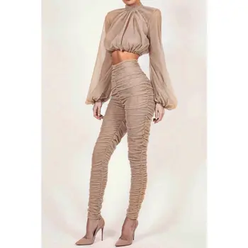 

Bare Midriff Long Sleeve Jumpsuits Fashion Celebrity Night Club Party Sexy Women Elegant Jumpsuit