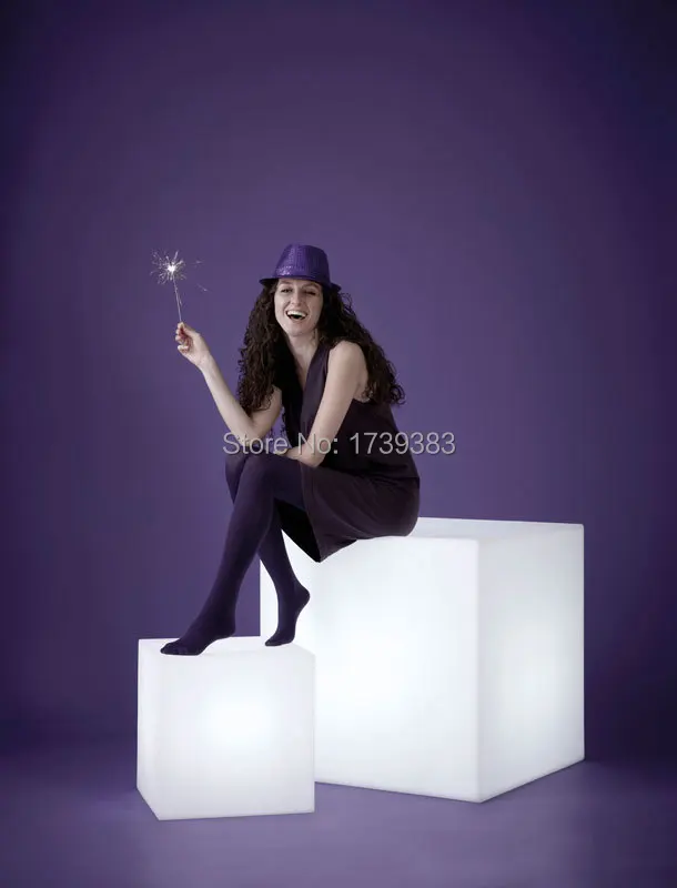 

HOT!60CM 100% unbreakable led Furniture large chair/table Magic Dic LED Remote controll square cube luminous light for outdoor