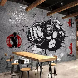 Личность Творческая Фитнес культурист гориллы 3D стены Бумага Roll тренажерный зал Спальня фон 3D настенной Бумага украшения дома