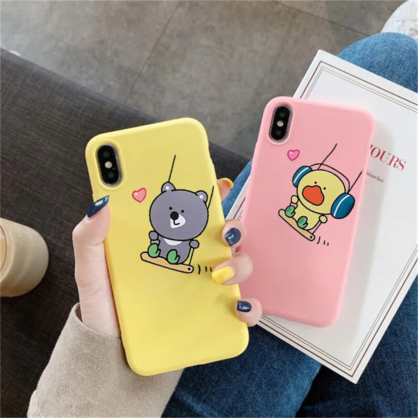 Cute cartoon crocodile bear phone Case For iPhone X 7 Plus XS 10 Case Silicone Phone Cover For iPhone 6S 8 6 Plus XS Max Case