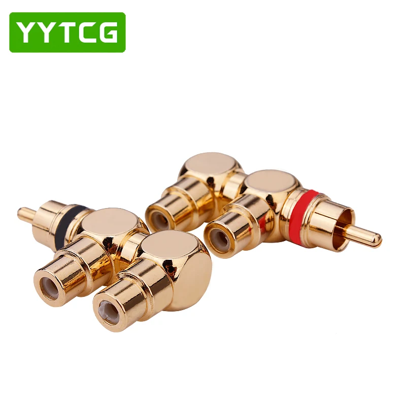 Banhado a Ouro Áudio e Vídeo Adaptador de Conector Vermelho + 1 Macho para 2 Yytcg Peças Peça Plugue Rca Traseiro Fêmea av Cabo 2 1 - Image 4
