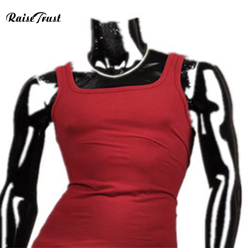 Singlet Square collar tank top men Undershirt solid color Bodybuilding