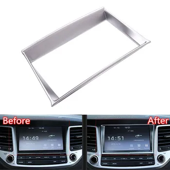 

YAQUICKA Car Front Console GPS Navigation Decorative Frame Cover Trim Sticker For Hyundai Tucson 2015-2017 Styling Accessories