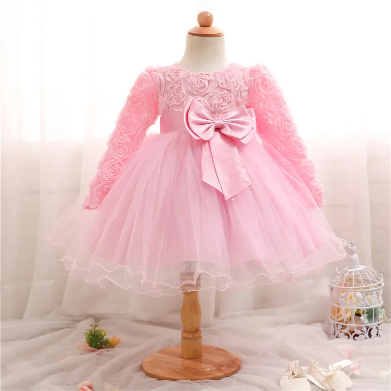 Big Bow Clothing Infant Dress Newborn Baby Birthday Flower Clothes Girls Embroidery Dresses