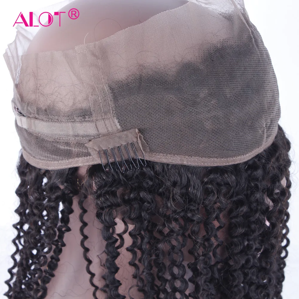 Alot Kinky Curly 360 Lace Frontal Closure Pre Plucked With Baby Hair Adjustable Band Non-Remy Peruvian Human Hair
