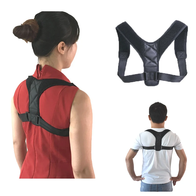 

Men and women adjustable back aligner clavicle spine back shoulder lumbar support belt posture correction to prevent strain