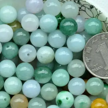 

50PCS Natural Jade Jadeite Loose Beads Ice Specias Round Smooth Loose Bead 5-13mm