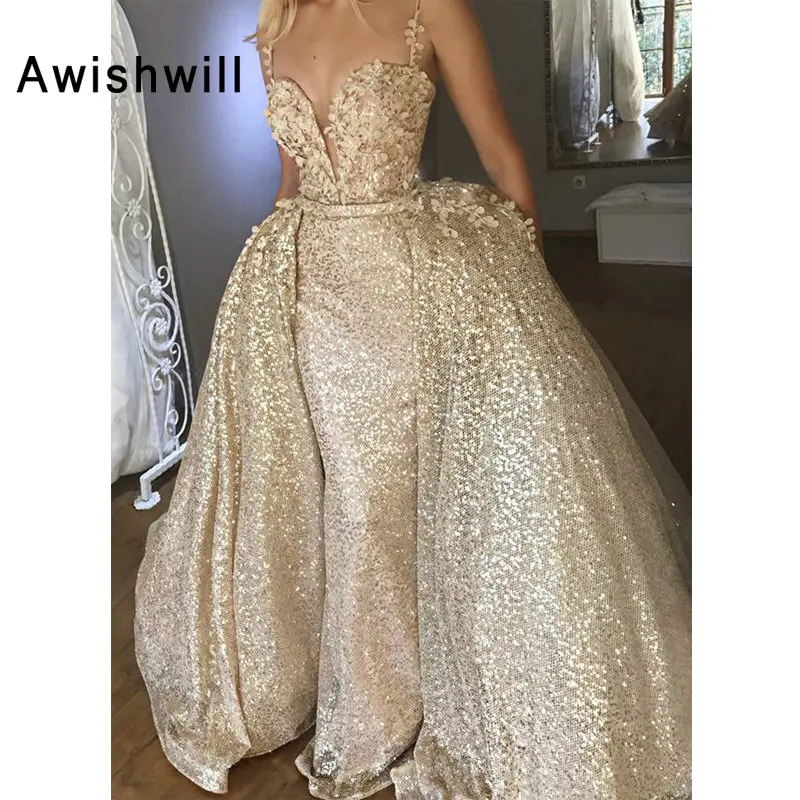New Arrival Sequin Prom Dress With Detachable Train Appliques Sleeveless Gala Formal Gowns Women Evening Dress Long New Arrival Sequin Prom Dress With Detachable Train Appliques Sleeveless Gala Formal Gowns Women Evening Dress Long