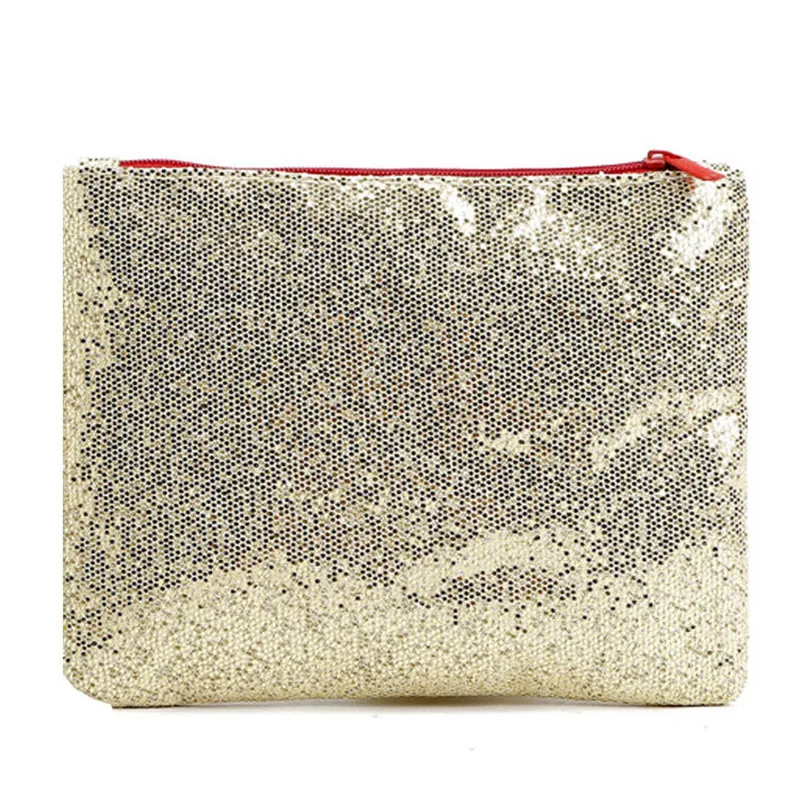 

fashion lady's cosmetic bag toiletry organizer sequins folding refreshing bling bling makeup pouch brush holder travel kit purse